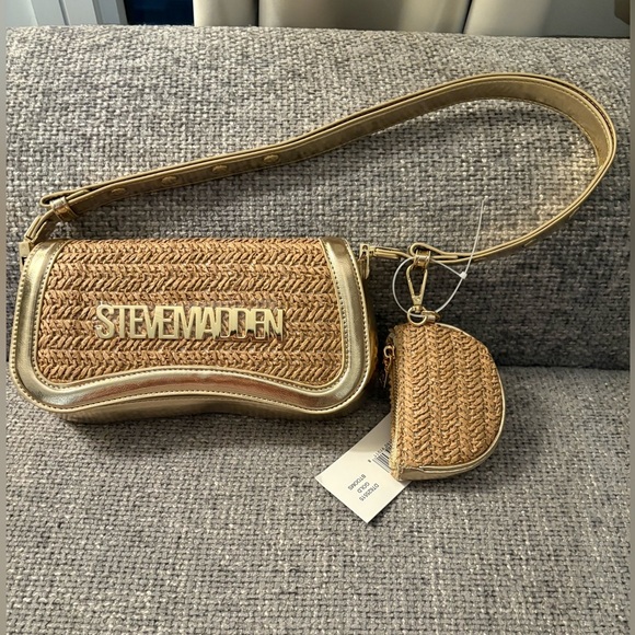 BNWT Steve Madden Gold Shoulder Bag + Coin Purse - Picture 4 of 16
